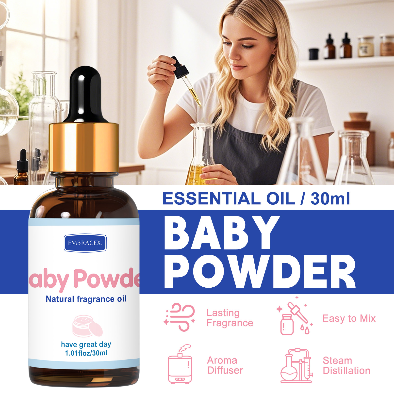 30ml Baby Powder Essential Oil - Candle Oil Supplies บทวิจารณ์และราคา