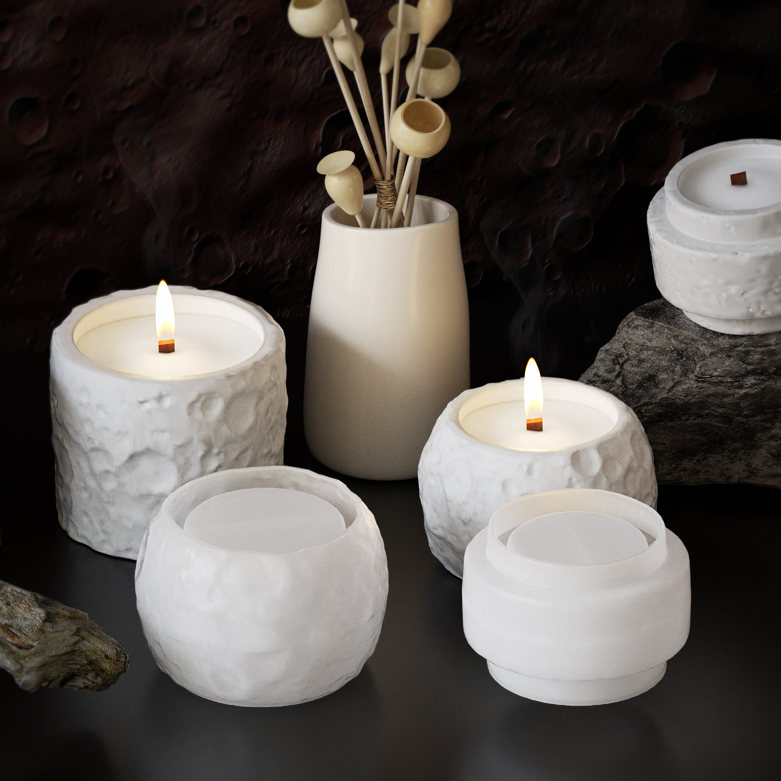 Lunar Texture Candle Jar Silic - Candle Making Supplies Jars บทวิจารณ์และราคา