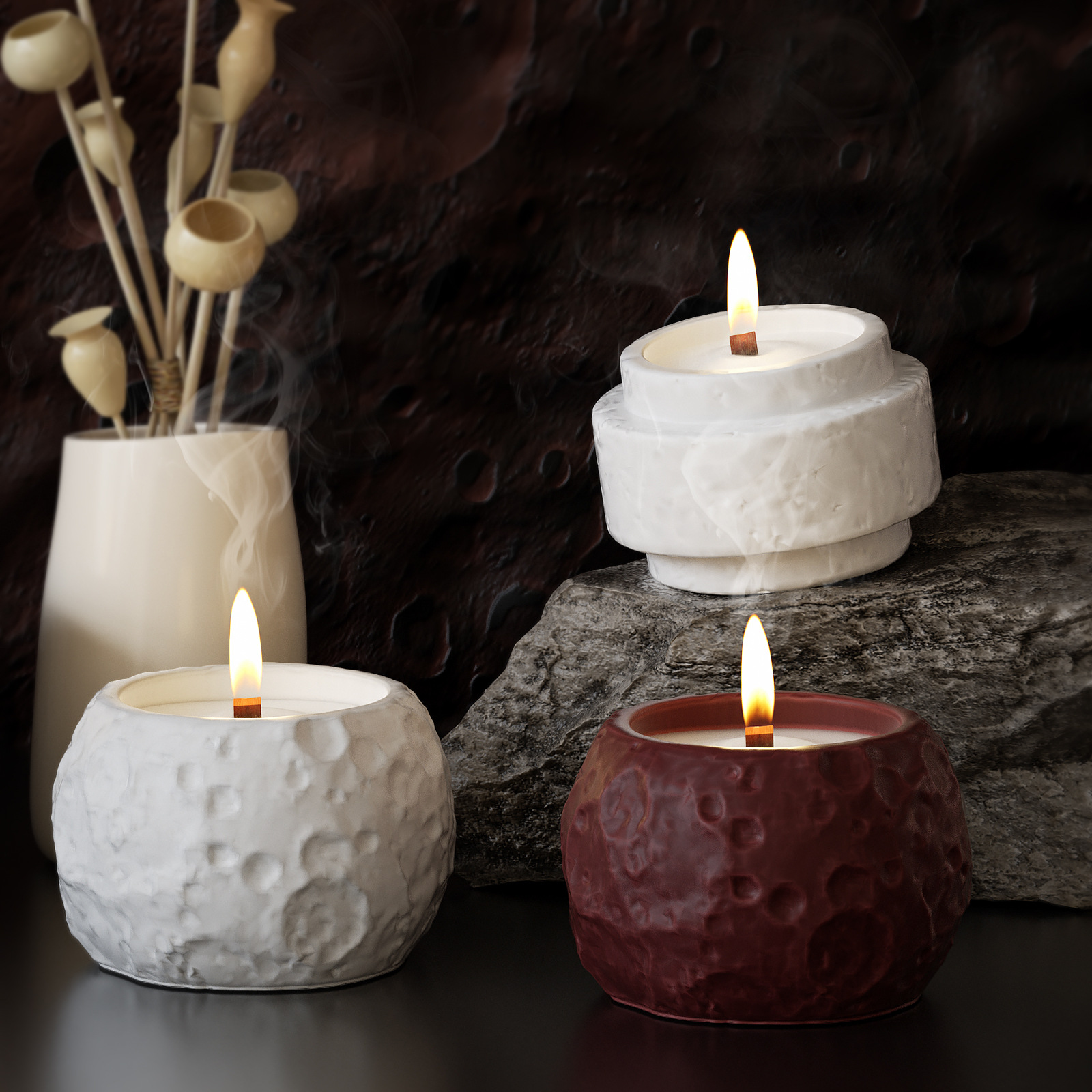 Lunar Texture Candle Jar Silic - Candle Making Supplies Jars บทวิจารณ์และราคา