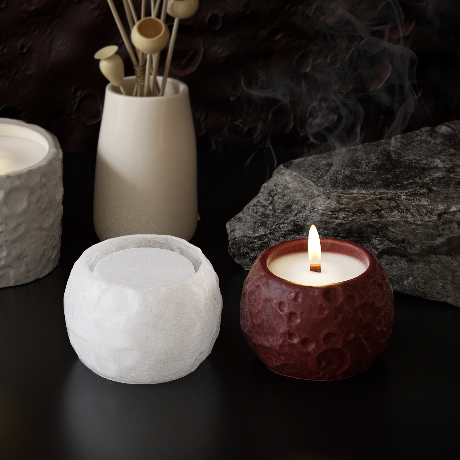 Lunar Texture Candle Jar Silic - Candle Making Supplies Jars บทวิจารณ์และราคา