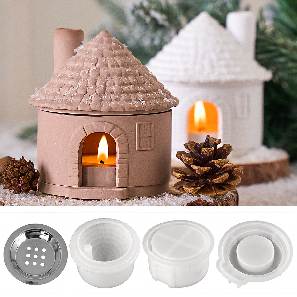 3D House Incense Stove Silicon - Candle Making Supplies Jars บทวิจารณ์และราคา